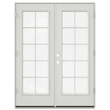 JELD-WEN 60-in x 80-in 4-9/16-in Low-E External Grilles Primed Steel French Left-Hand Inswing Double Patio Door