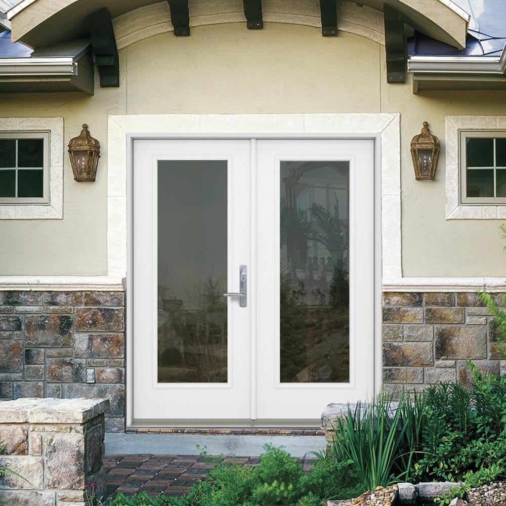 JELD-WEN 72-in x 80-in Fiberglass French, Left-hand inswing – installed room view
