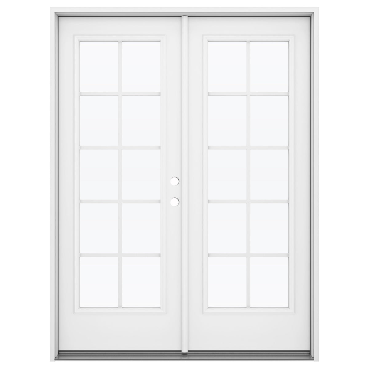 JELD-WEN 60-in x 80-in 4-9/16-in Low-E External Grilles Primed Steel French Left-Hand Inswing Double Patio Door