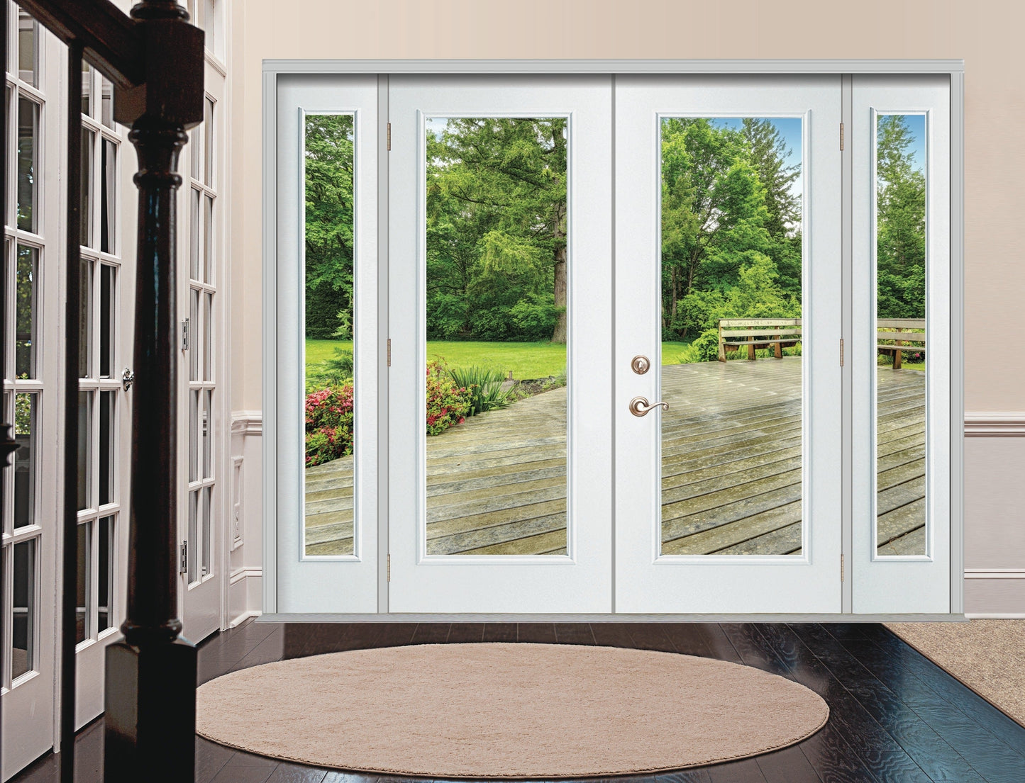 RELIABILT 96-in x 80-in Steel French, Left-hand inswing – installed room view
