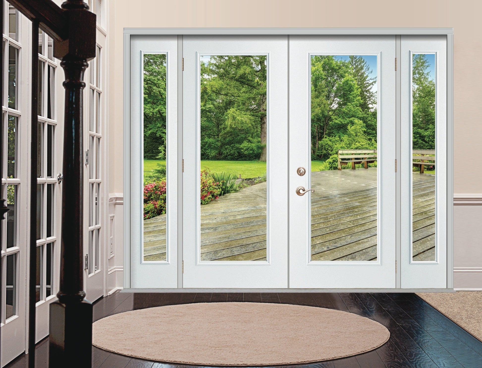RELIABILT 96-in x 80-in Steel French, Left-hand inswing – installed room view