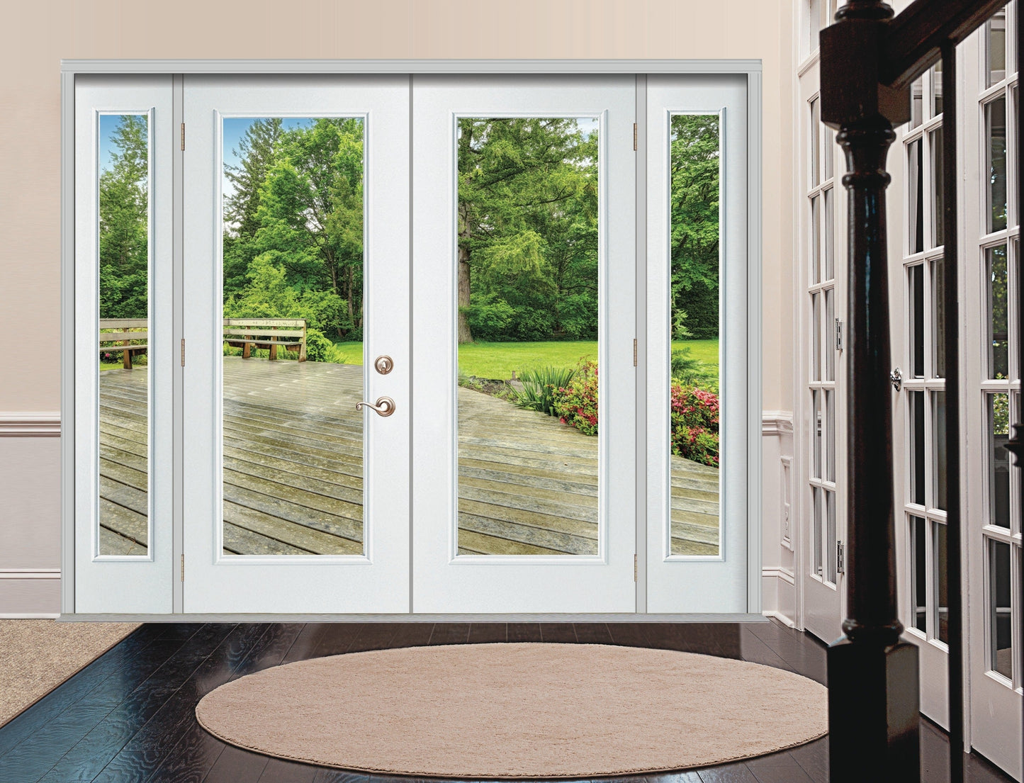 RELIABILT 96-in x 80-in Steel French, Right-hand inswing – installed room view