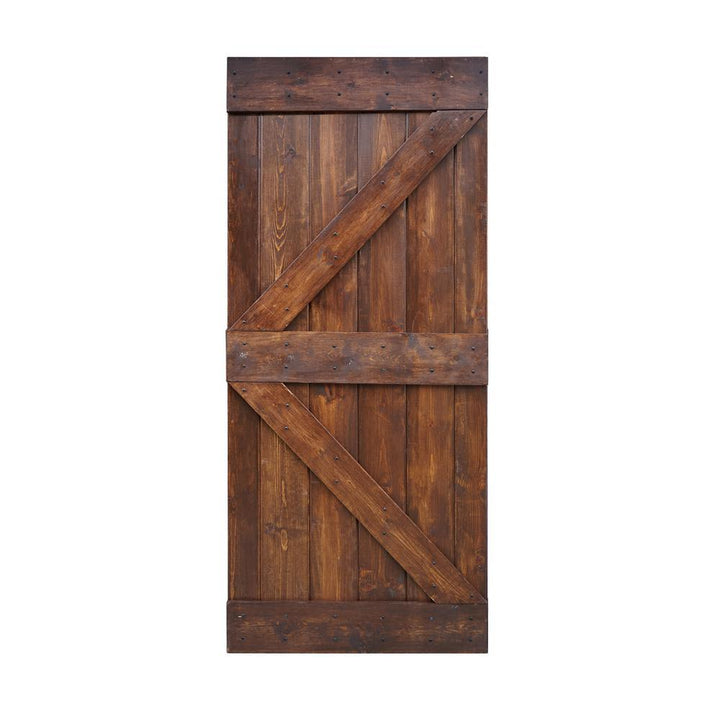 36 in x 84 in K Series DIY Dark Walnut Finished Knotty Pine Wood Barn Door Slab - Super Arbor