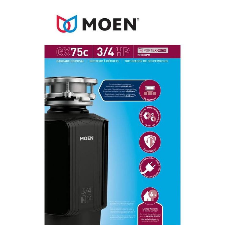 Moen GX 3/4-HP Continuous Feed Noise Insulation Garbage Disposal