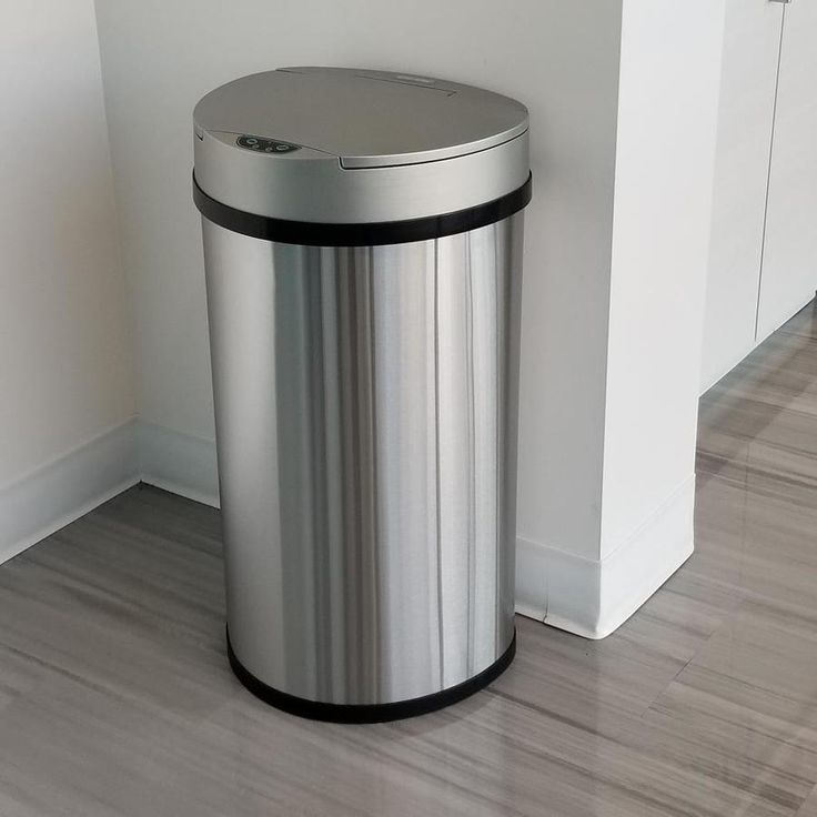 iTouchless 13-Gallon Stainless Steel Metal Touchless Trash Can with Lid