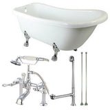 Slipper 5.6 ft. Acrylic Clawfoot Bathtub in White and Faucet Combo in Oil Rubbed Bronze - Super Arbor