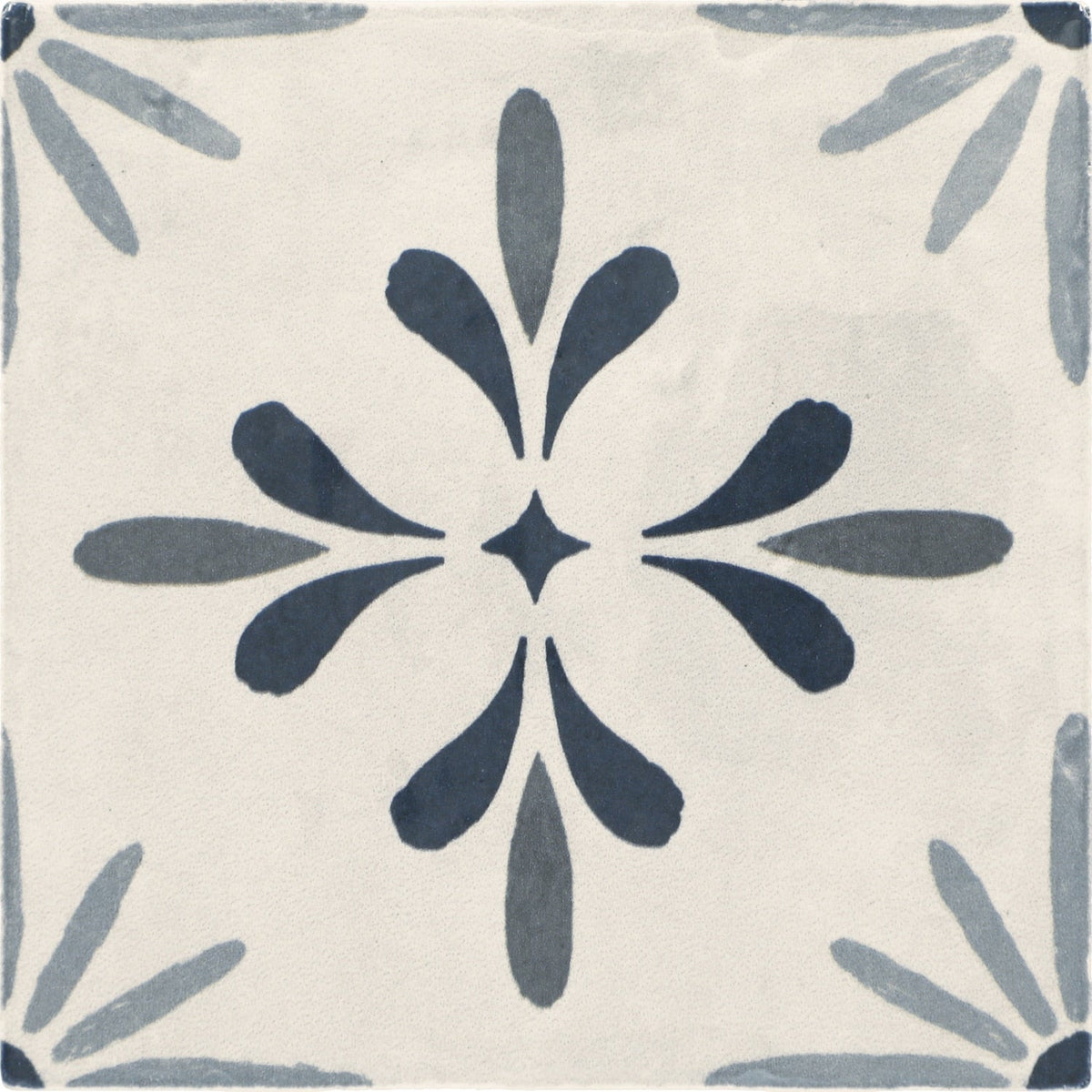 Daltile Handcrafted Artistry Starburst Blue 4-in x 4-in Glossy Ceramic Handcrafted look Wall Tile product image