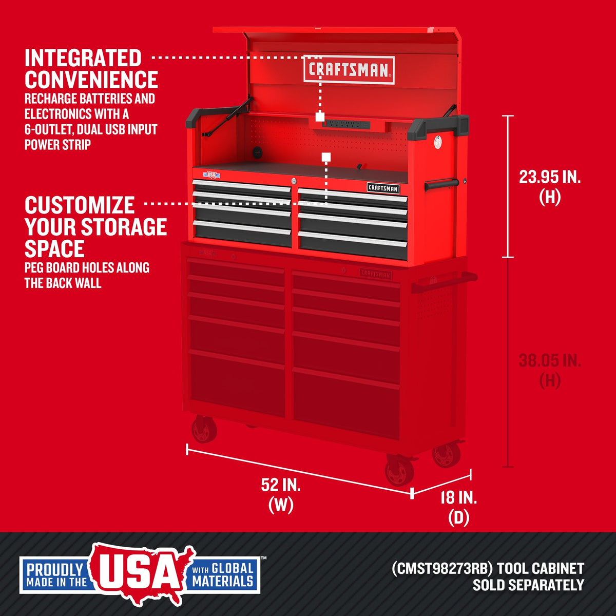 CRAFTSMAN 2000 Series 51.5-in W x 24.7-in H 8-Drawer Steel Tool Chest (Red)