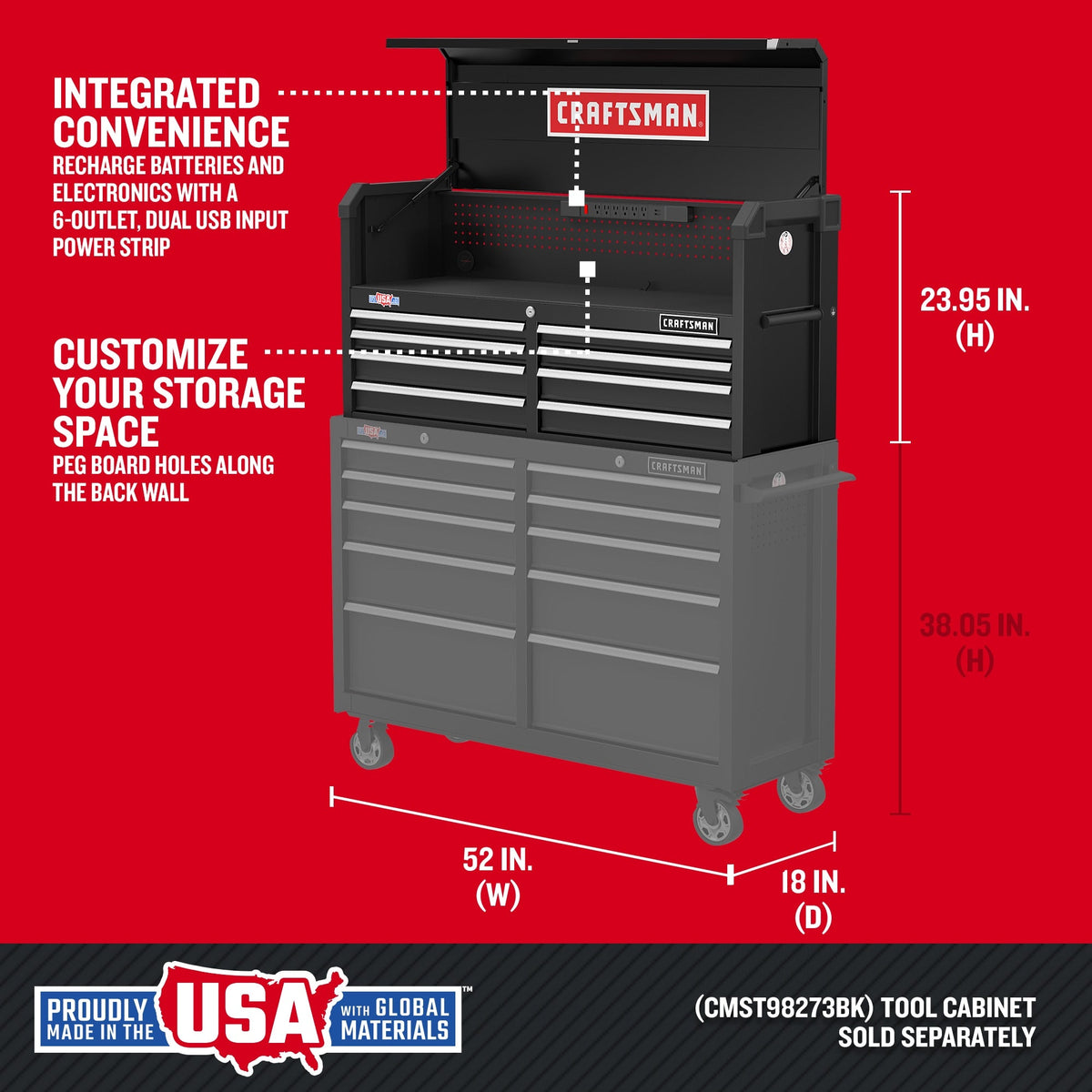 CRAFTSMAN 2000 Series 51.5-in W x 24.7-in H 8-Drawer Steel Tool Chest (Black)