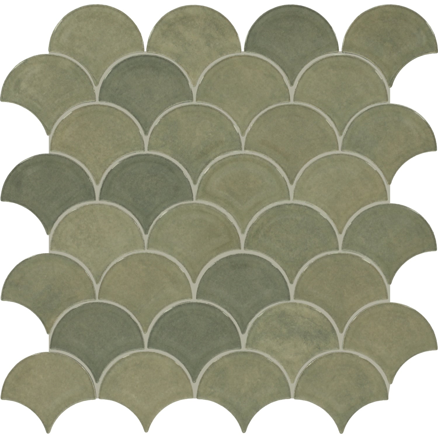 Daltile Handcrafted Artistry Sage 12-in x 12-in Glossy Ceramic Handcrafted look Scale Mosaic Wall Tile product image