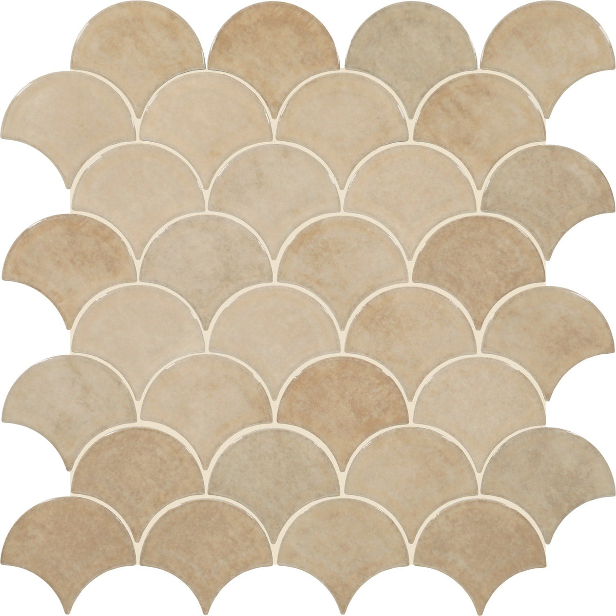 Daltile Handcrafted Artistry Beige 12-in x 12-in Glossy Ceramic Handcrafted look Scale Mosaic Wall Tile product image