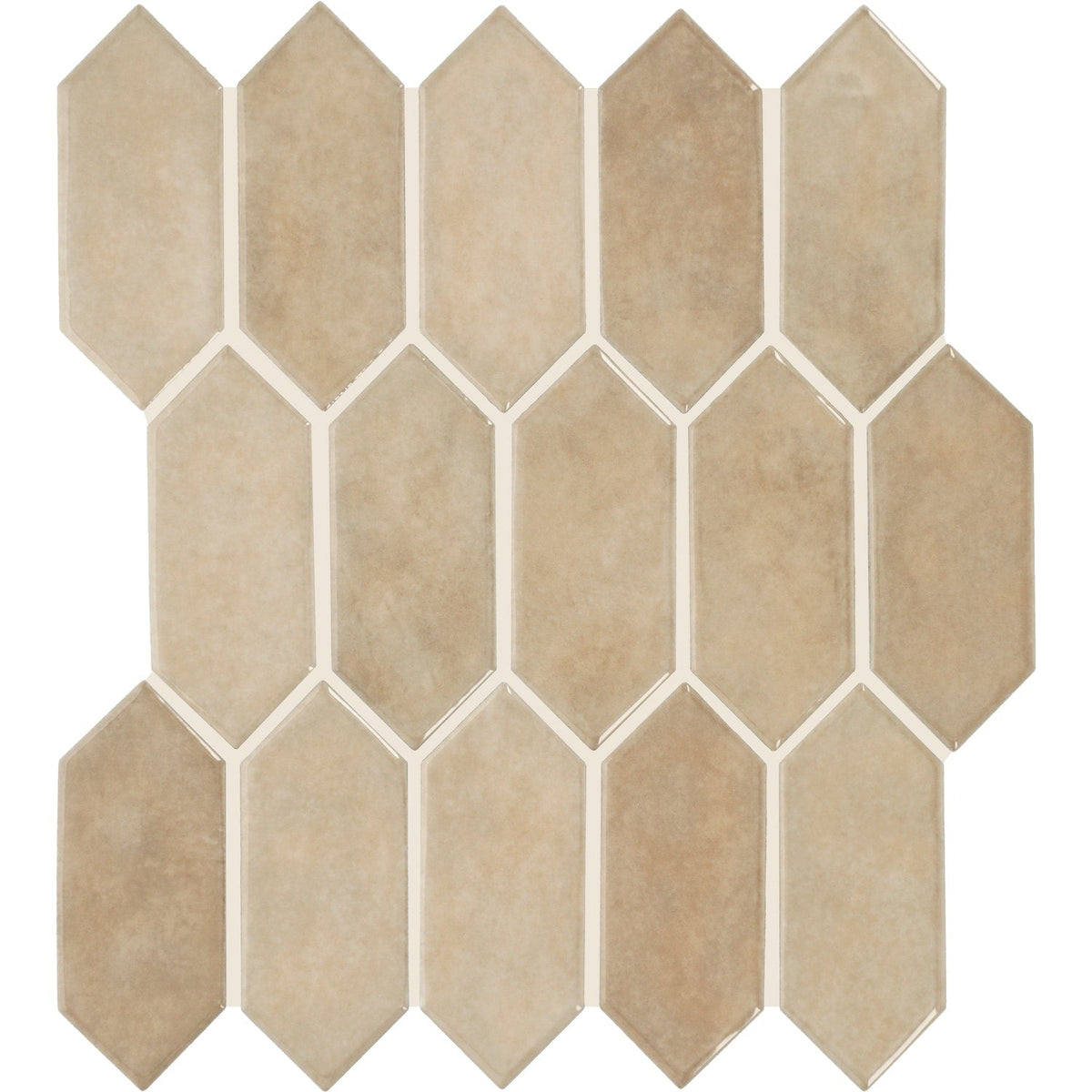 Daltile Handcrafted Artistry Beige 11-in x 12-in Glossy Ceramic Handcrafted look Hexagon Mosaic Wall Tile product image