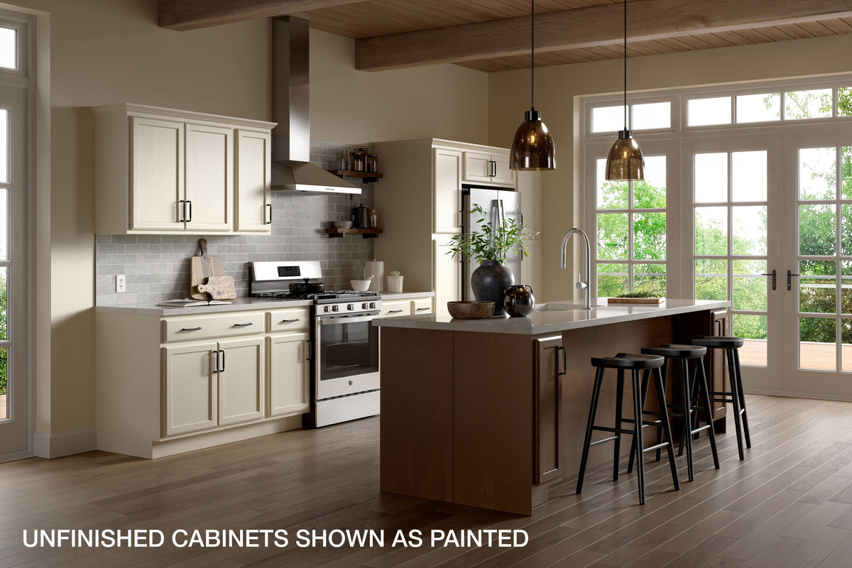 Project Source Oak Brook 12-in W x 35-in H x 23.75-in D Unfinished Oak Door and Drawer Base Cabinet, Fully Assembled