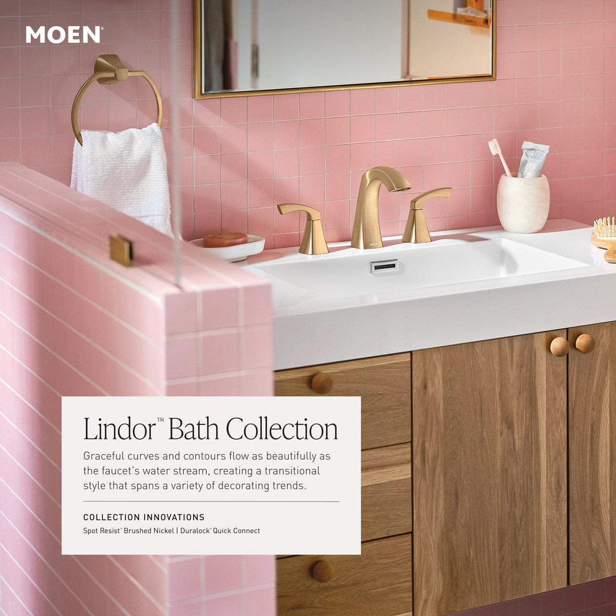 Moen Lindor Spot Resist Brushed Nickel 1-Handle Bathtub and Shower Faucet with Valve