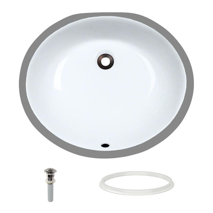 MR Direct 19 in. Undermount Bathroom Sink in White with White SinkLink and Pop-Up Drain in Brushed Nickel