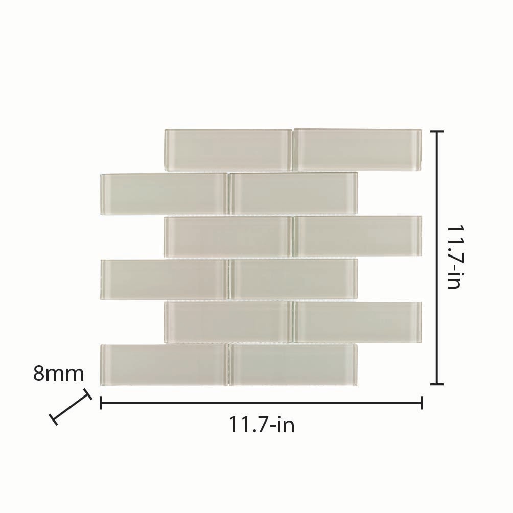 Elida Ceramica 2-in x 6-in Beige Glossy Glass Brick Mosaic Wall Tile, 12-in x 12-in Sheet