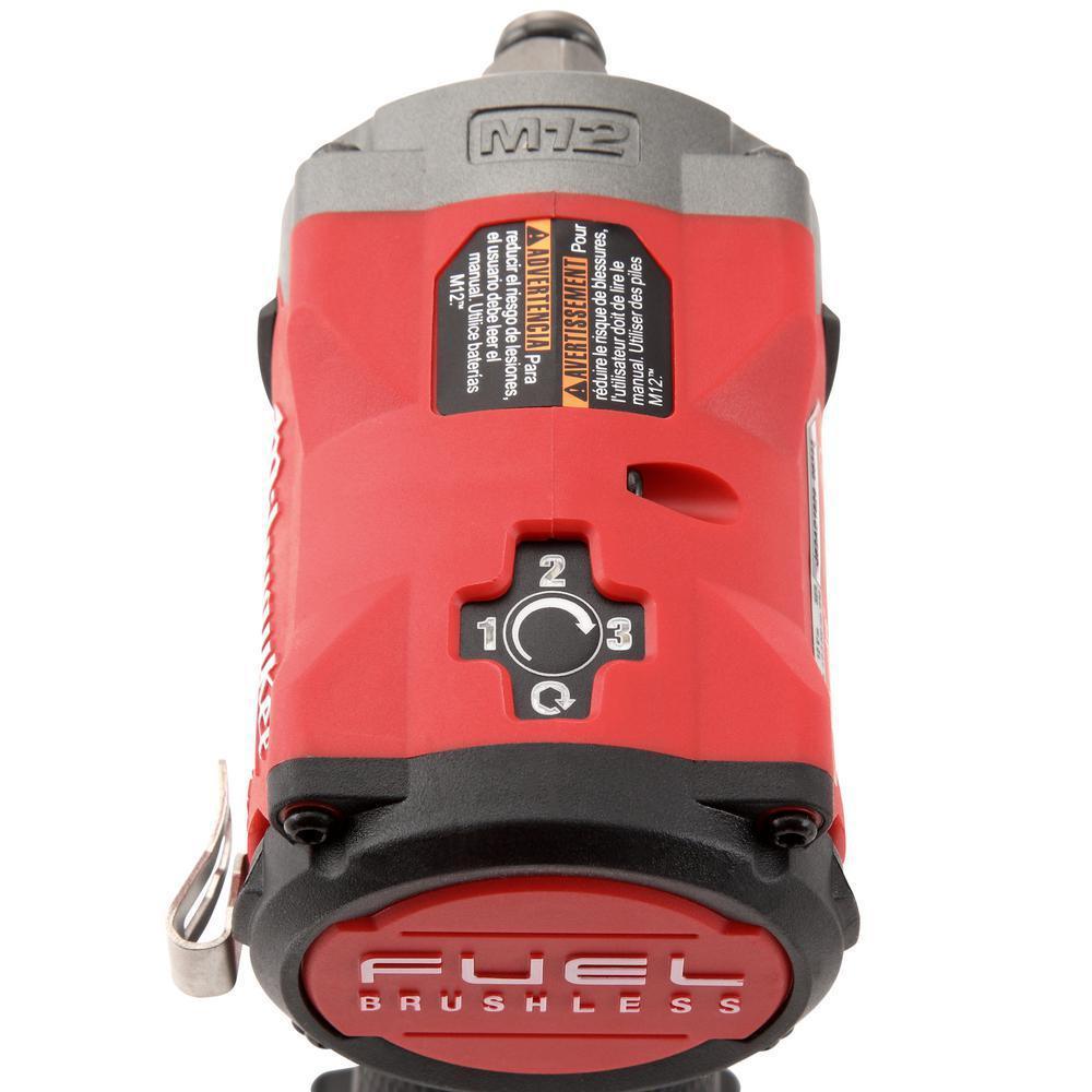 M12 FUEL 12-Volt Lithium-Ion Brushless Cordless Stubby 3/8 in. Impact Wrench & 3/8 in. Ratchet with two 3.0 Ah Batteries - Super Arbor