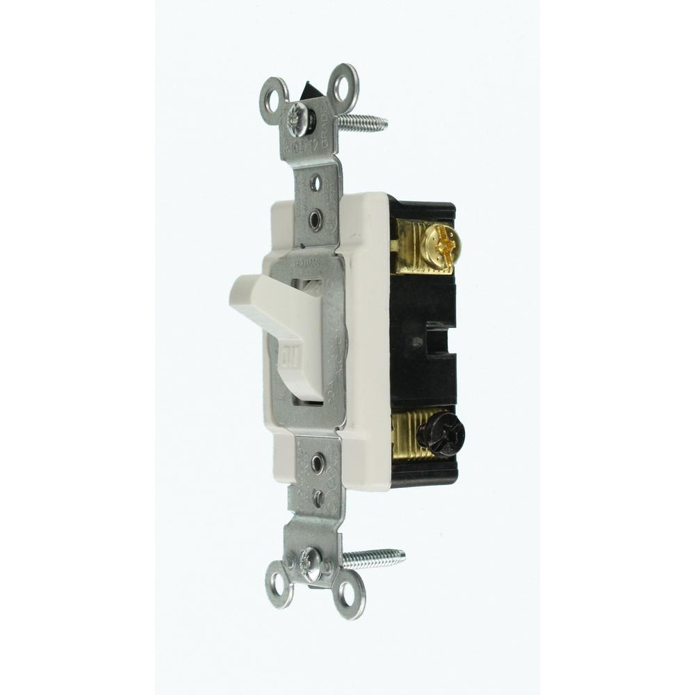 20 Amp Commercial Double-Pole Toggle Switch, White - Super Arbor