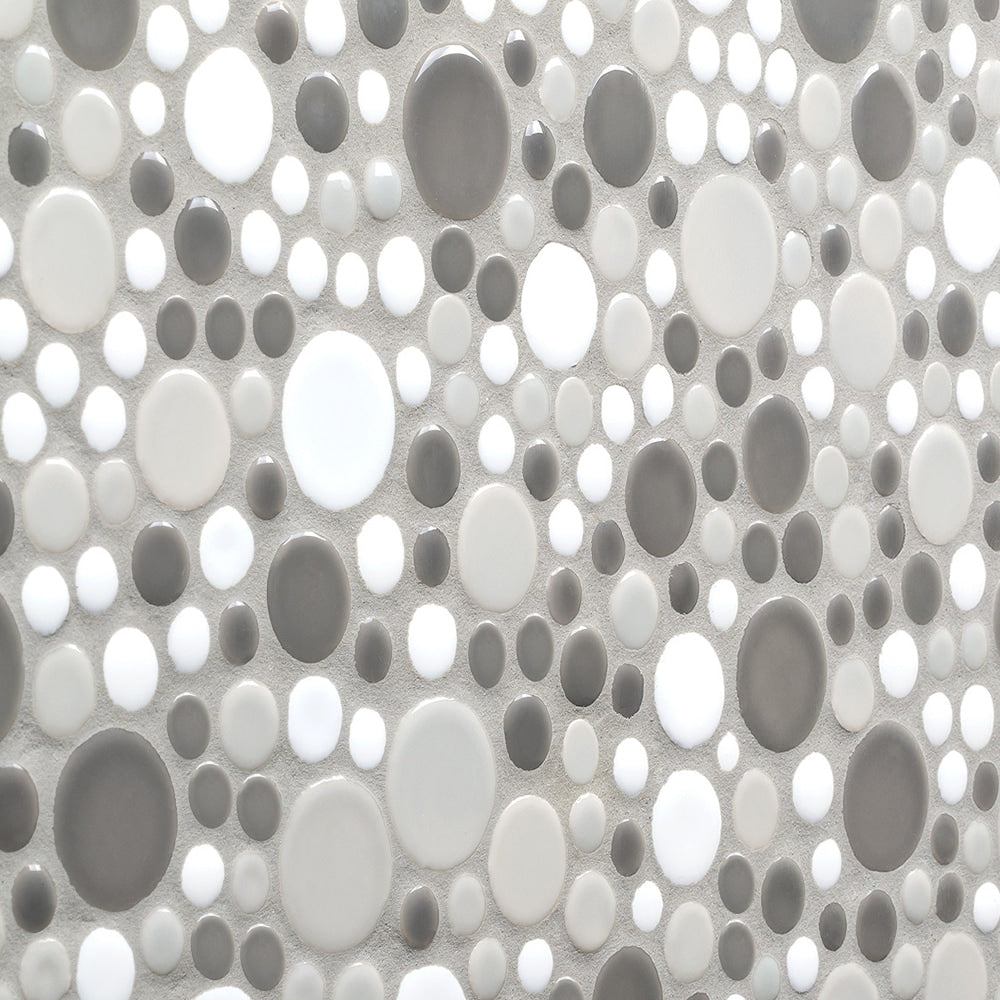 Elida Ceramica Rounded Blend 11-in x 11-in Glazed Porcelain Round Mosaic Wall Tile product image