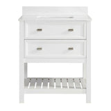 Scott Living Canterbury 30-in White Single Sink Bathroom Vanity with Carrara Engineered Stone Top