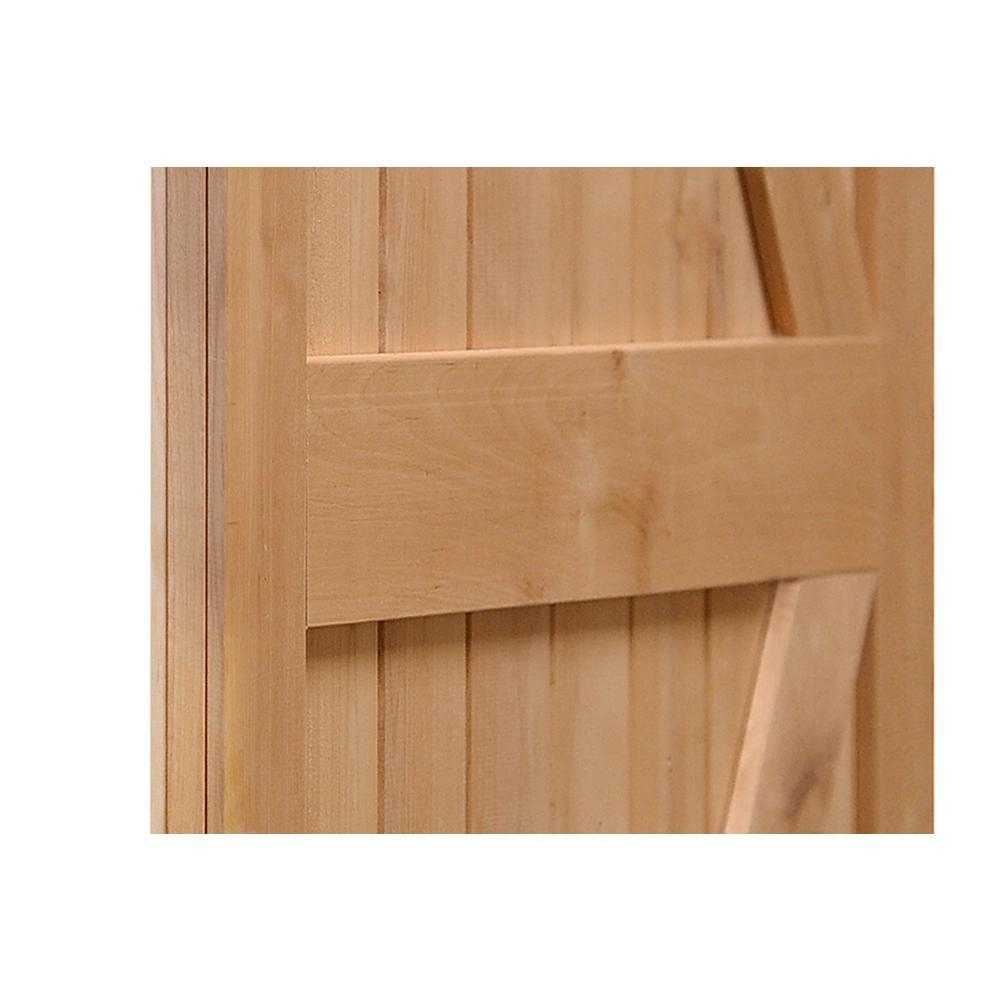 60 in. x 84 in. Assembled Bi-Parting Rustic Unfinished Hardwood Interior Sliding Barn Door Slab with Hardware Kit - Super Arbor