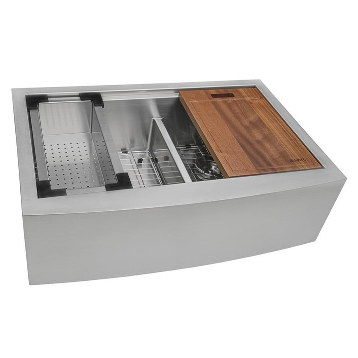 Apron-Front Stainless Steel 33 in. 16-Gauge Workstation Double Bowl 60-40 Farmhouse Kitchen Sink - Super Arbor