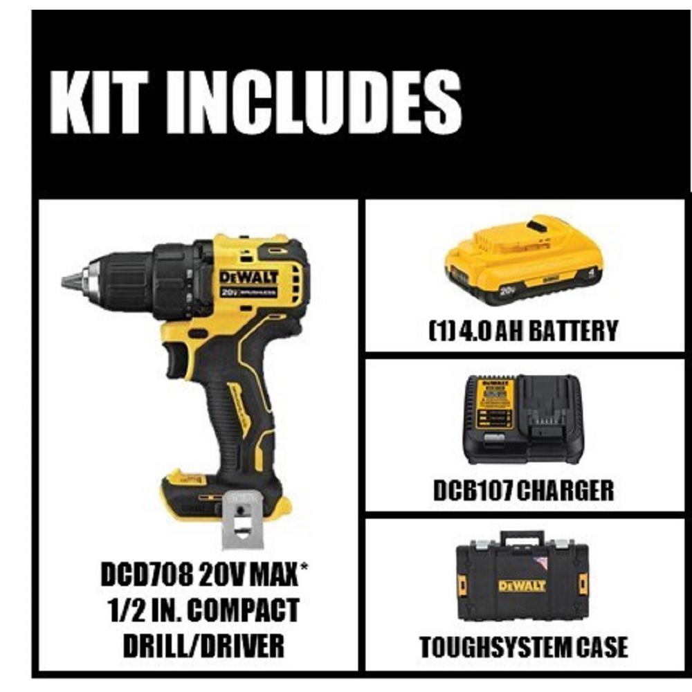 ATOMIC 20-Volt MAX Brushless Cordless 1/2 in. Drill/Driver Kit with Battery 4 Ah, Charger/Tough System 22 in. Toolbox - Super Arbor