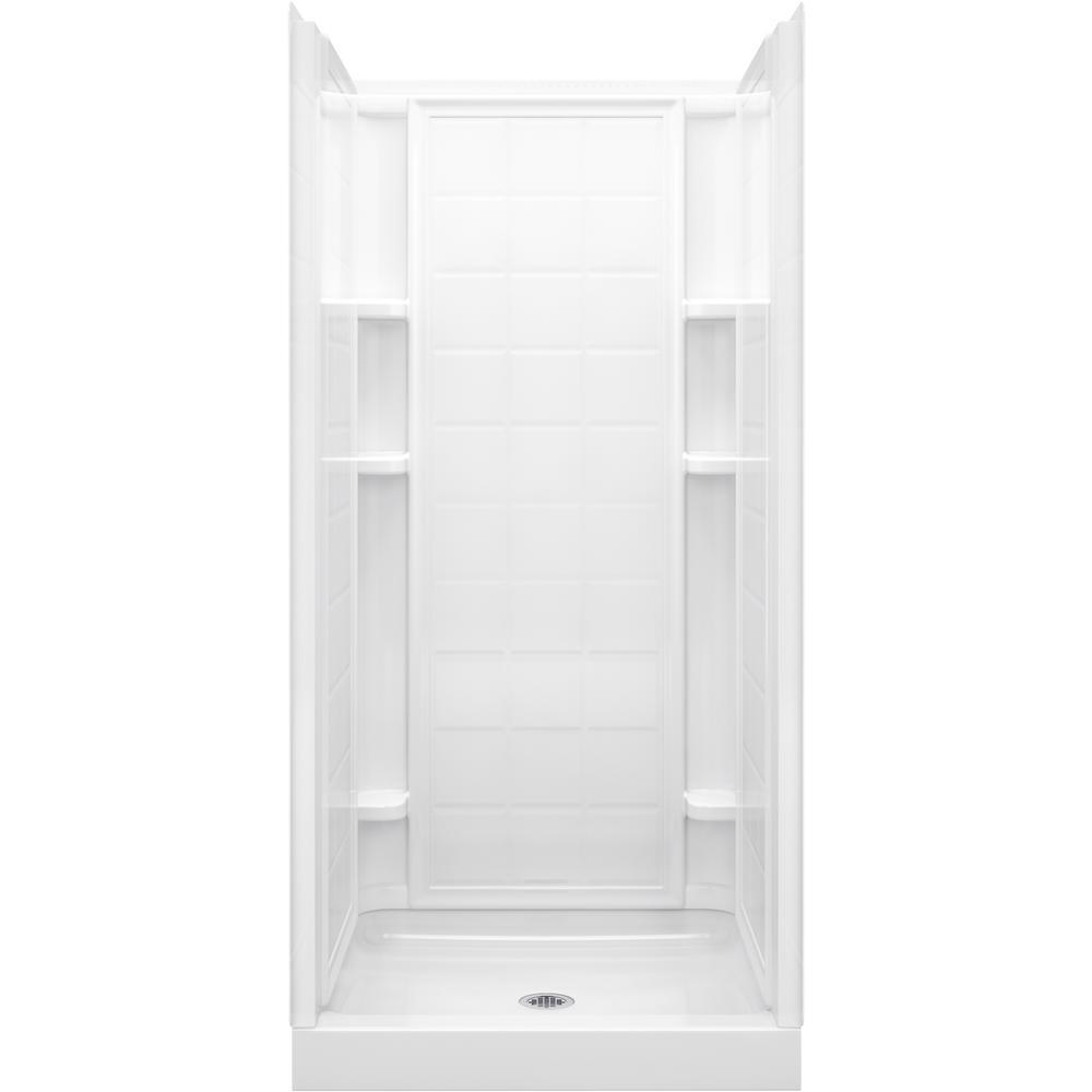 Ensemble 36 in. x 72-1/2 in. 1-Piece Direct-to-Stud Shower Back Wall in White - Super Arbor