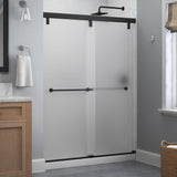 Lyndall 60 x 71-1/2 in. Frameless Mod Soft-Close Sliding Shower Door in Nickel with 1/4 in. (6mm) Transition Glass - Super Arbor