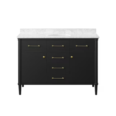 allen + roth Rian 48-in Onyx Black Undermount Single Sink Bathroom Vanity with White Engineered Marble Top
