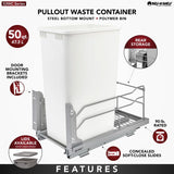 Rev-A-Shelf 11-in x 22-in x 19-in 50-Quart Soft Close Single Pull Out Trash Can