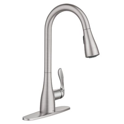 Moen Georgene Spot Resist Stainless 1-Handle Deck Mount Pull-Down Handle/Lever Commercial/Residential Kitchen Faucet (Deck Plate Included)