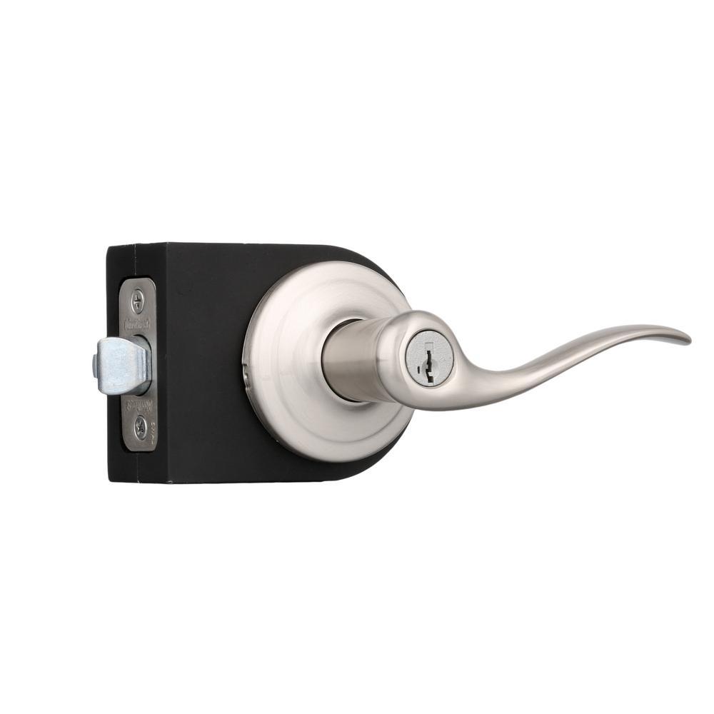 Tustin Satin Nickel Entry Door Lever featuring SmartKey Security - Super Arbor