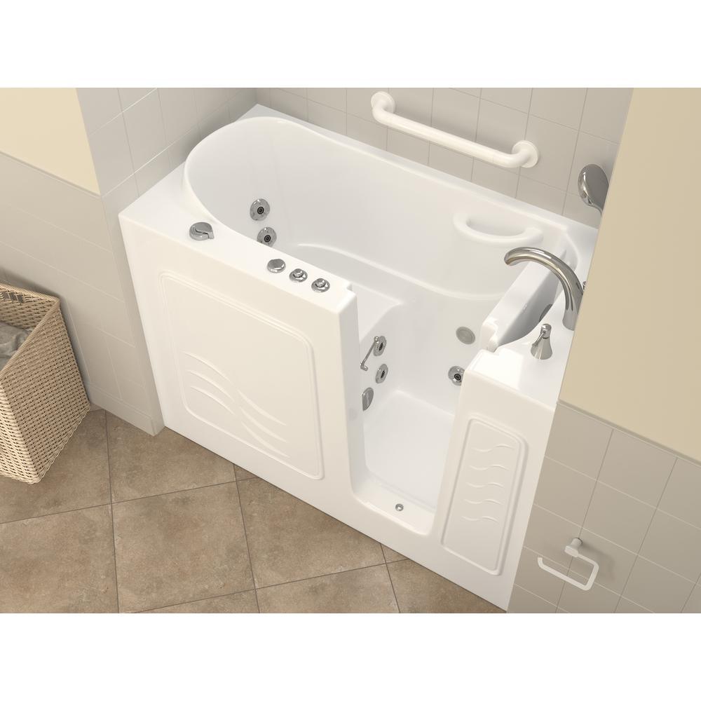 HD Series 53 in. Right Drain Quick Fill Walk-In Whirlpool Bath Tub with Powered Fast Drain in White - Super Arbor