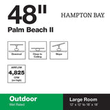 Palm Beach II 48 in. Indoor/Outdoor Natural Iron Ceiling Fan