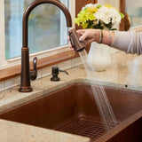 Corbet All-in-One Farmhouse Apron-Front Copper 30 in. Single Bowl Kitchen Sink with Pfister Bronze Faucet and Drain