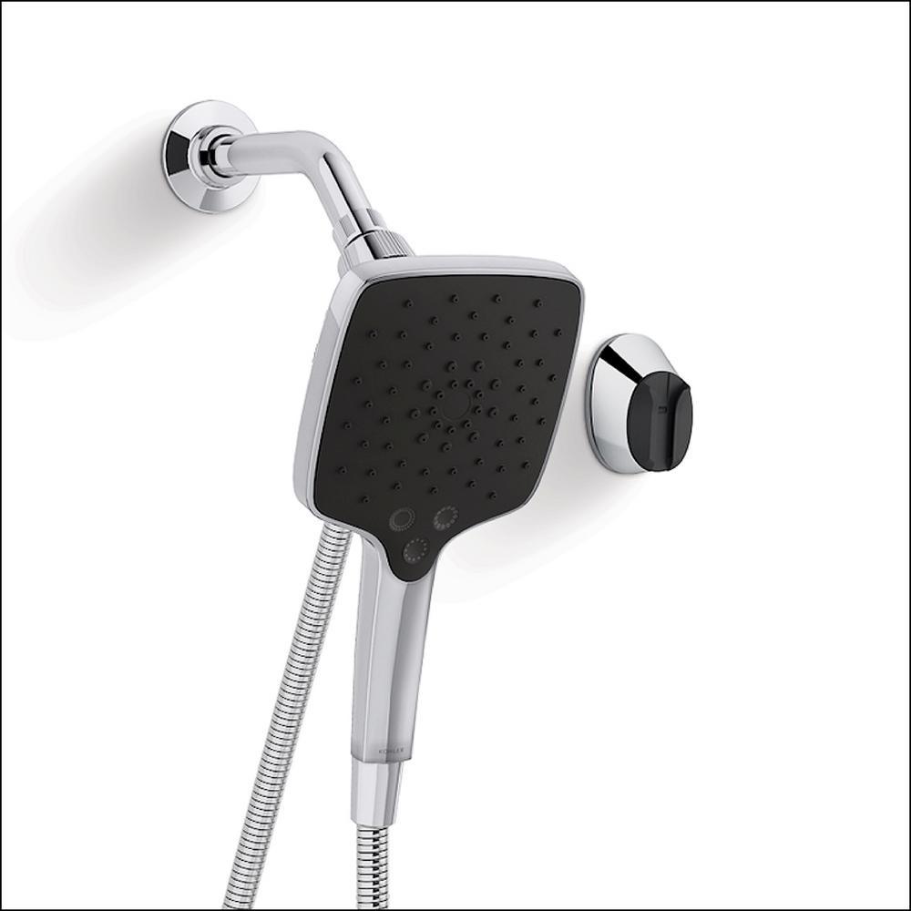 Rain Duet 3-Spray 1.75 GPM 5.125 in. Wall Mount Handheld Shower Head with Hose in Vibrant Brushed Nickel - Super Arbor