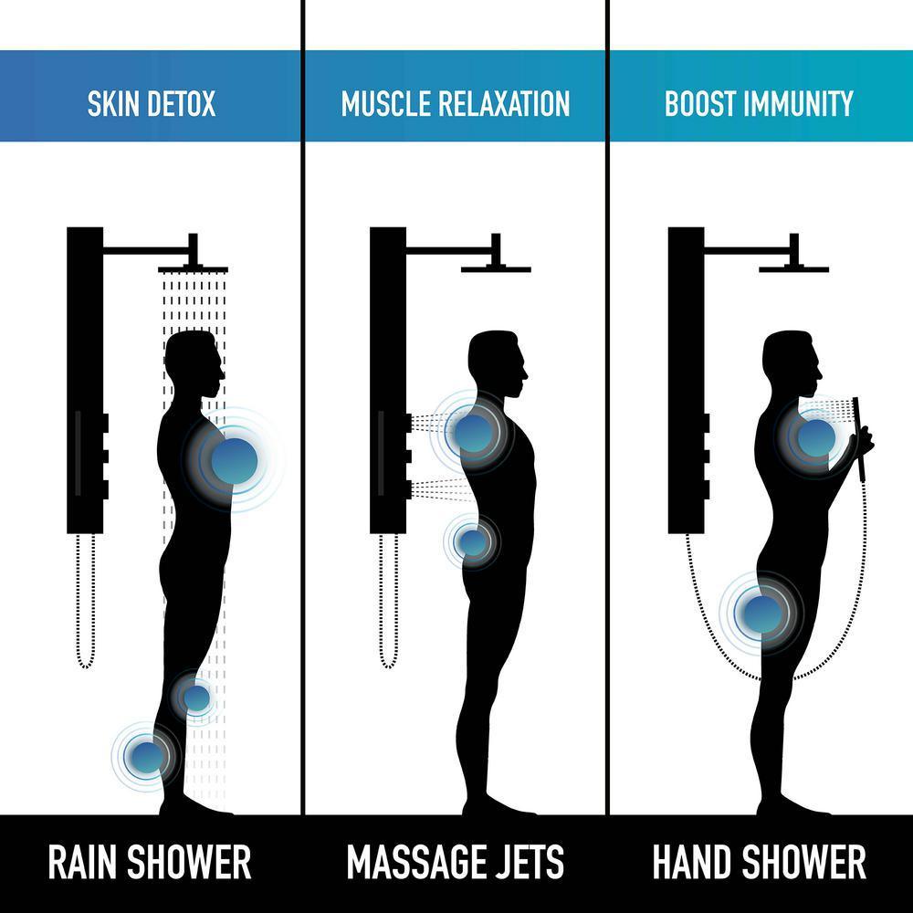 Orchid 39.375 in. 2-Jet High Pressure Shower System with Fixed Rainhead and Handheld Dual Shower in Stainless Steel - Super Arbor