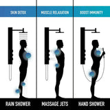 Orchid 39.375 in. 2-Jet High Pressure Shower System with Fixed Rainhead and Handheld Dual Shower in Stainless Steel - Super Arbor