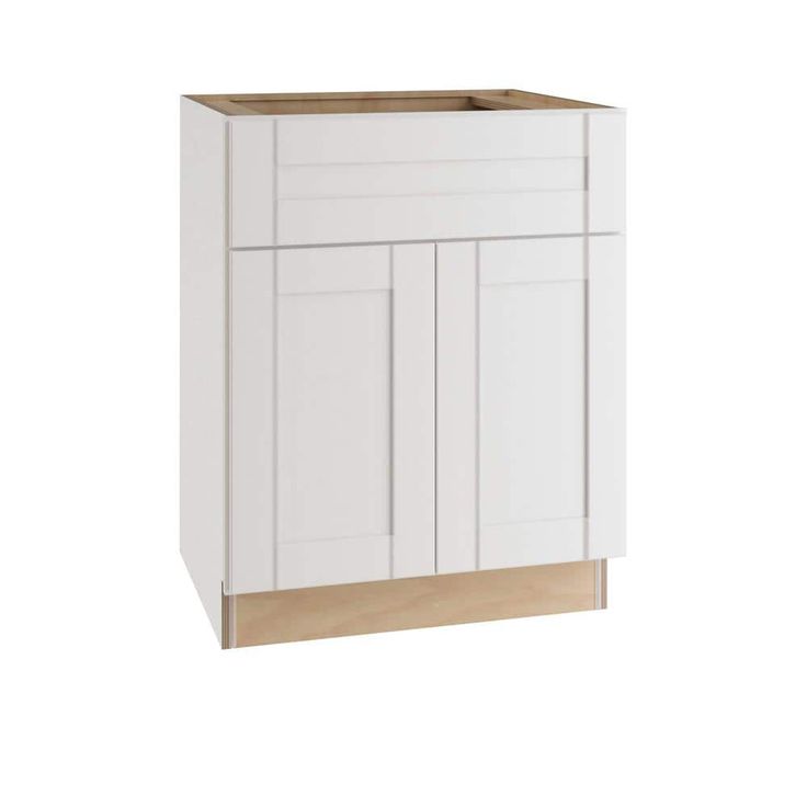 Home Decorators Collection Washington Vesper White Plywood Shaker Assembled Base Kitchen Cabinet Soft Close 27 in W x 24 in D x 34.5 in H