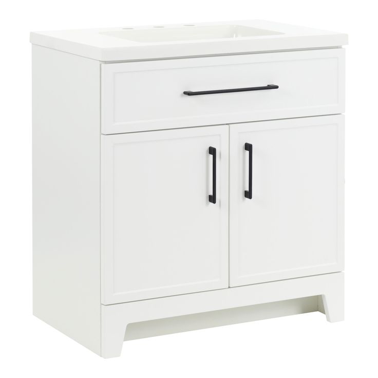 Style Selections Potter 30-in White Single Sink Bathroom Vanity with White Cultured Marble Top