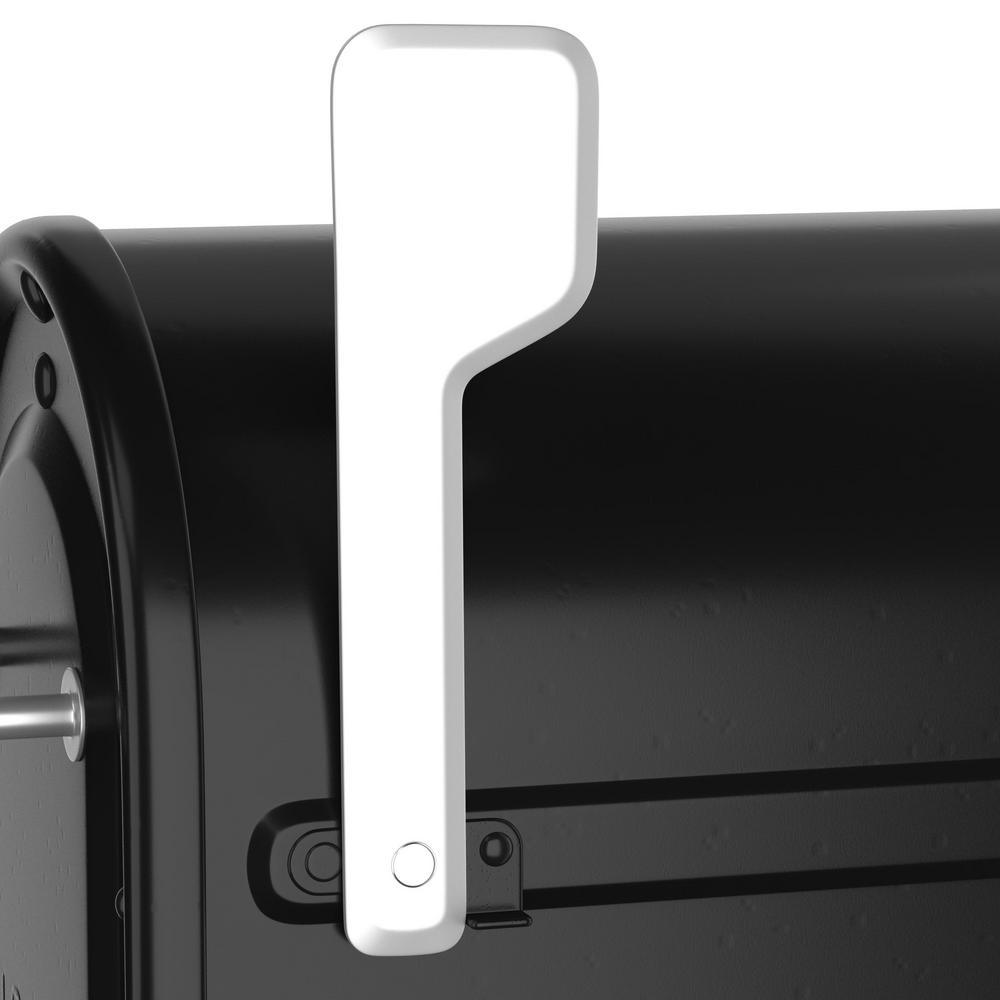 Boulder Post Mount Mailbox Black with Premium Silver Handle and Silver Flag - Super Arbor