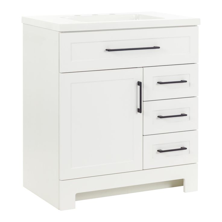 Style Selections Cauley 30-in White Single Sink Bathroom Vanity with White Cultured Marble Top