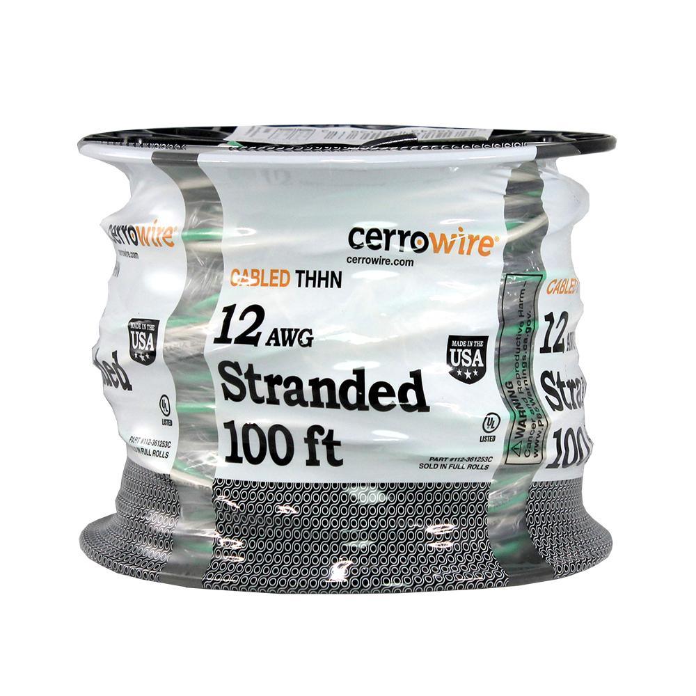 250 ft. 12-3 Black, White and Green Cabled Stranded THHN Cable - Super Arbor