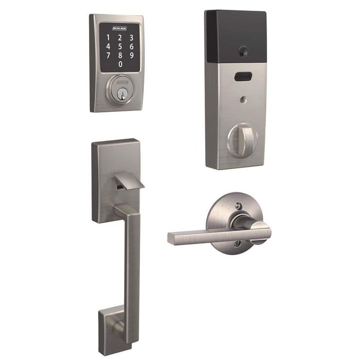 Century Satin Nickel Connect Smart Lock with Alarm and Latitude Lever Handleset