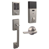 Century Satin Nickel Connect Smart Lock with Alarm and Latitude Lever Handleset