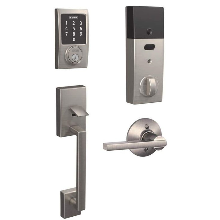 Century Satin Nickel Connect Smart Lock with Alarm and Latitude Lever Handleset