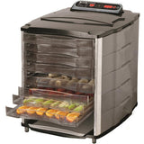 10-Tray Black and Silver Food Dehydrator with Temperature Display