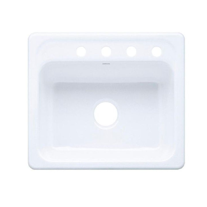 Mayfield Drop-In Cast Iron 25 in. 4-Hole Single Bowl Kitchen Sink in White