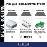 Gibraltar Building Products 3.125-ft x 8-ft SM-Rib Black Galvalume Steel Roof Panel, 29-Gauge, 36-in Coverage